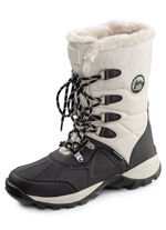 Gevoerde dameslaarzen, winterschoenen, met rits ECRU-ZWART