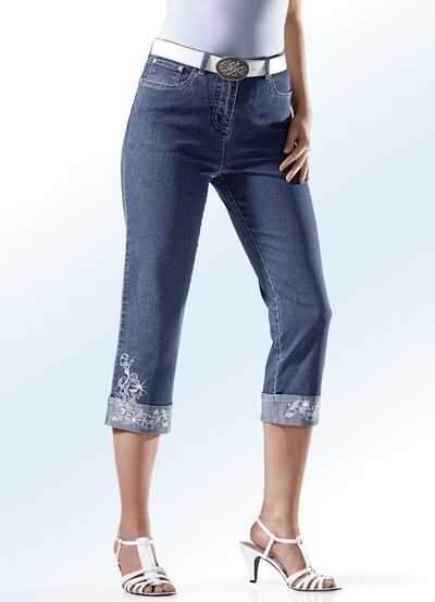 7/8 jeans met bloemenborduursel 