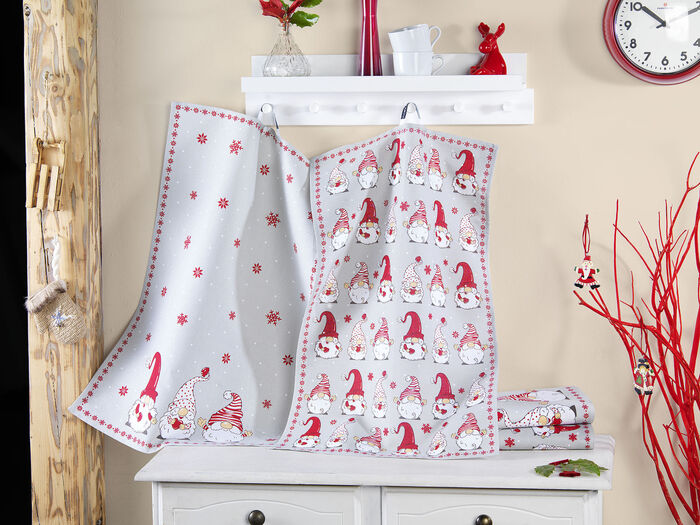 Theedoeken met kaboutermotieven, set van 3 MULTICOLOR