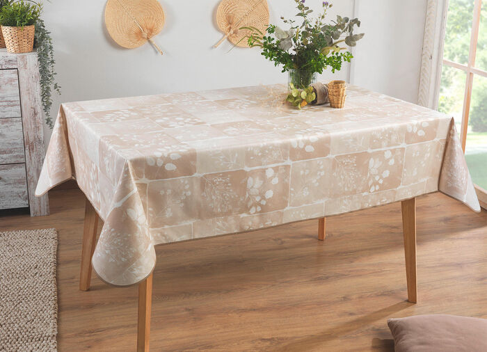 Tafelzeil van tafelzeil in een geweldige patchwork-look BEIGE