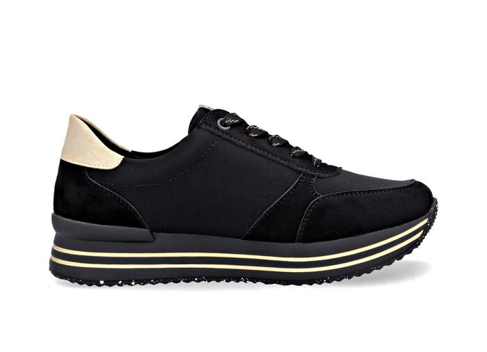 Remonte, trendy damessneakers, breedte G, met uitneembaar voetbed ZWART-GOUD