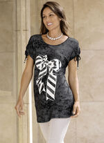 Lang shirt in batiklook in 2 kleuren ZWART