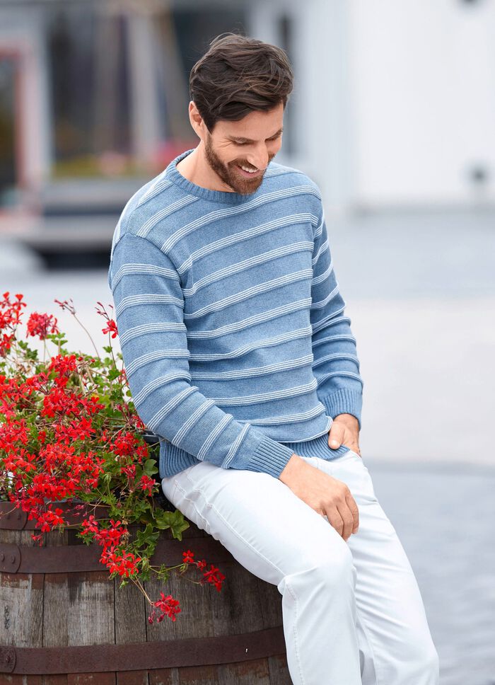 Trui met ronde hals en gestructureerd ontwerp in 2 kleuren 