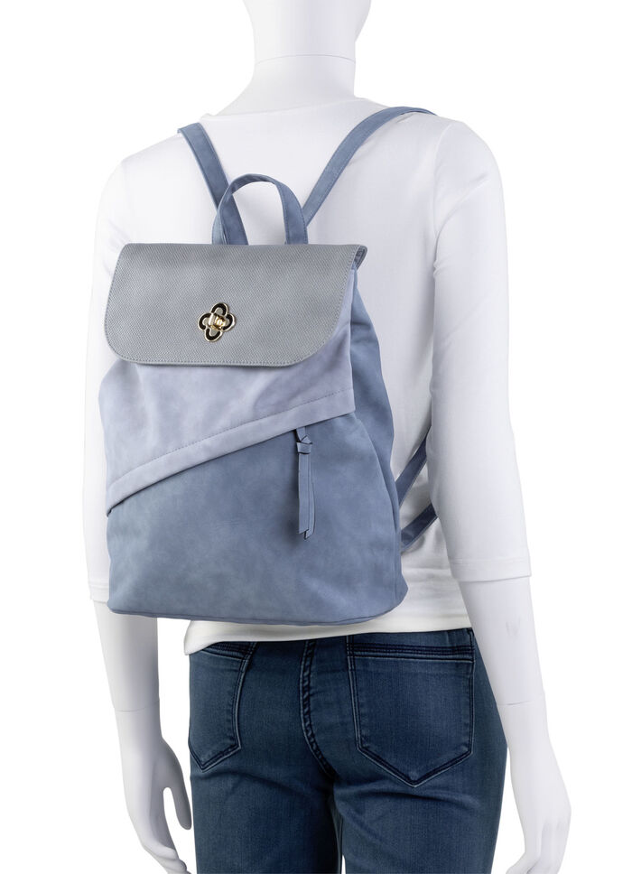 Rugzak met klep en draaisluiting JEANS-GRAU