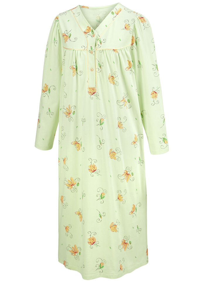 Twee-pack nachtjaponnen, lange mouwen met knoopsluiting 