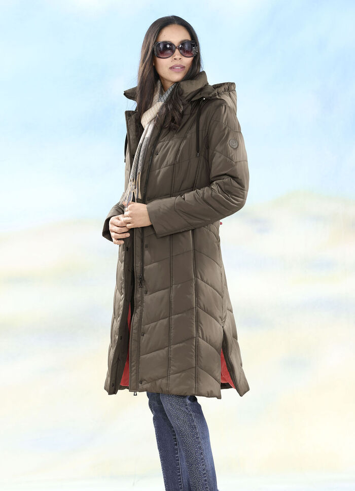 Jas met zijsplitten met rits KOFFIEBRUIN