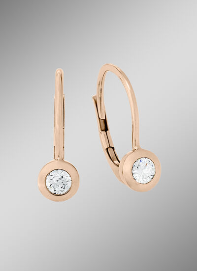 Elegante oorbellen in rosé goud met diamanten 