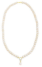 Ketting met gekweekte zoetwaterparels en witte topaas 