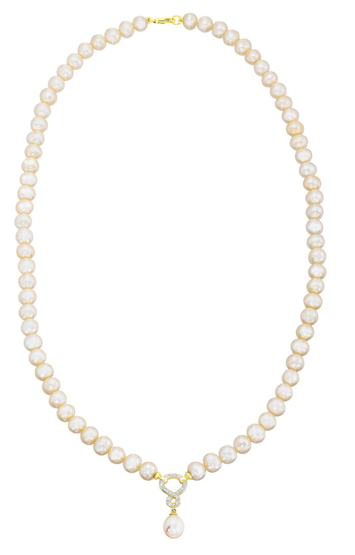 Ketting met gekweekte zoetwaterparels en witte topaas 
