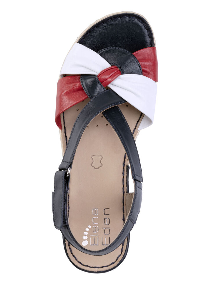 ELENA EDEN, elegante damessandalen, breedte H, met klittenbandsluiting BLAUW-WIT-ROOD