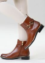 ELENA EDEN, chique dames enkellaarsjes, winterschoenen, breedte G, met rits COGNAC