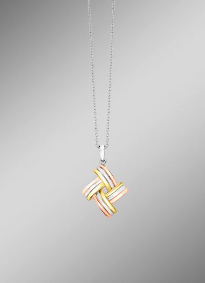 Modieuze knoophanger in driekleur met ankerketting 