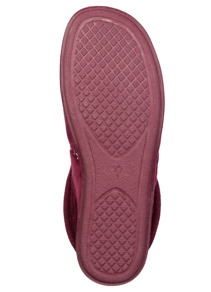 Laurina, warme damespantoffels, met elastische band BORDEAUX