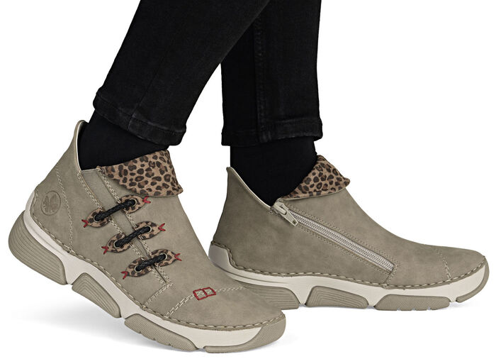 Rieker, trendy dameslaarzen, winterschoenen, met rits TAUPE-BRUIN