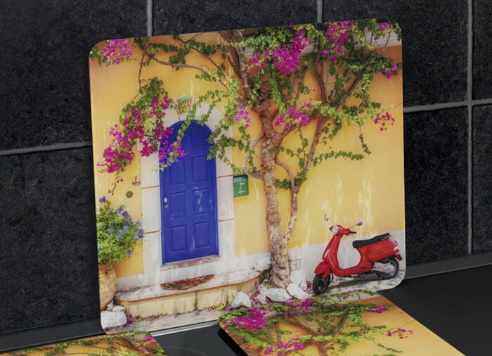 Glazen wandpaneel, Vespa-motief 