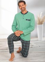 Pyjama met knoopsluiting en open manchetten 