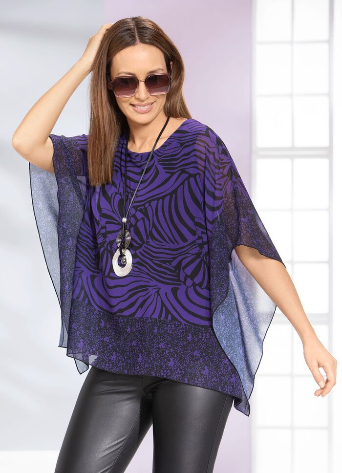 Poncho tuniek met randprint 