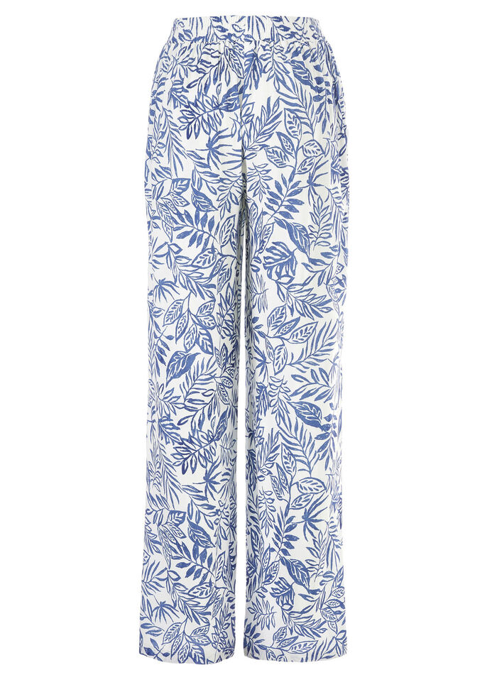 Broek in modieuze breedte ECRU-BLAU