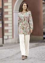 V-hals tuniek GRÜN-ROSENHOLZ-ECRU
