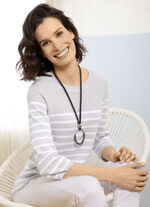 Trui met strepenmotief LICHTGRIJS-WIT