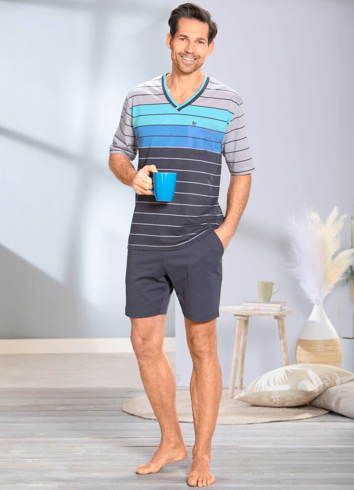 Hajo Klima comfort shorty met V-hals en garengeverfde strepen 