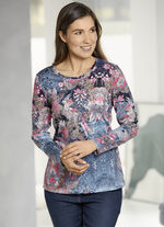 Shirt met all-over print BLAUW-ZALM-VEELKLEURIG