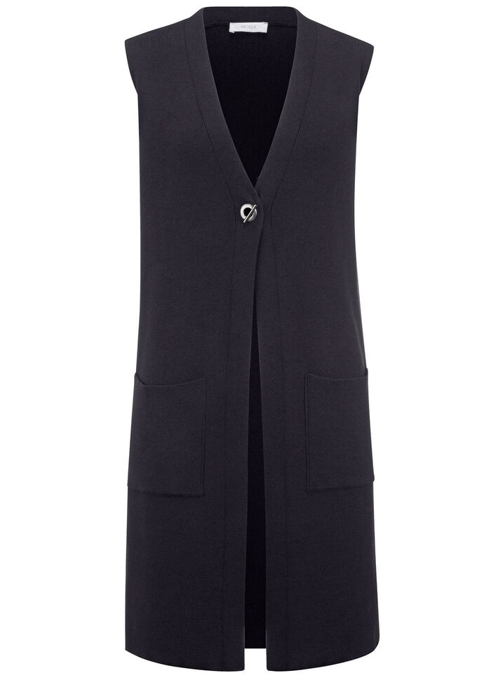 Gebreid vest met decoratieve sluiting ZWART