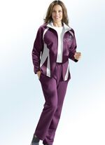 Vrijetijdspak met afdruk en contrasterende stiksels AUBERGINE-LICHTGRIJS GEMÊLEERD