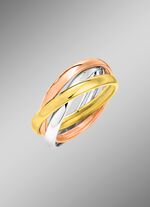 In elkaar verweven damesring in driekleur 