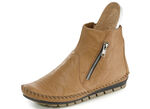 Gemini, comfortabele dames enkellaarsjes, breedte G, met uitneembaar voetbed CAMEL