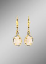 Oorbellen met echte opaal en diamanten 