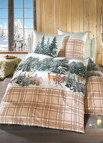 Flanel beddengoedset van 100% katoen BEIGE