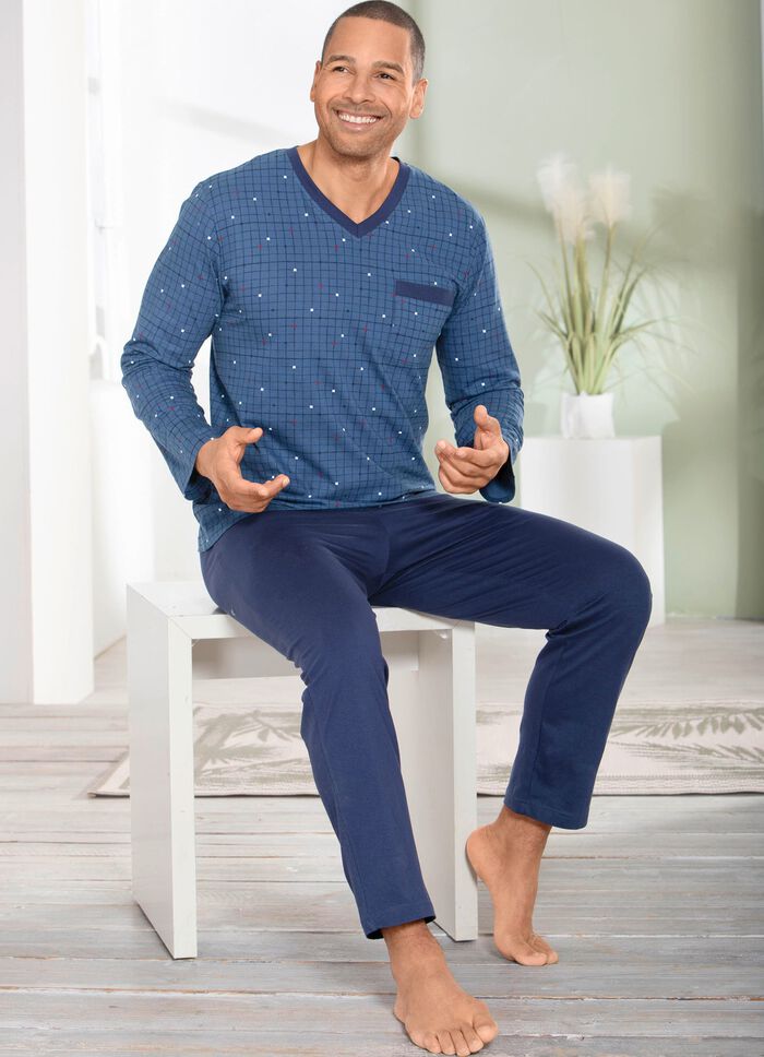 Set van twee pyjama's met V-hals en open zomen 