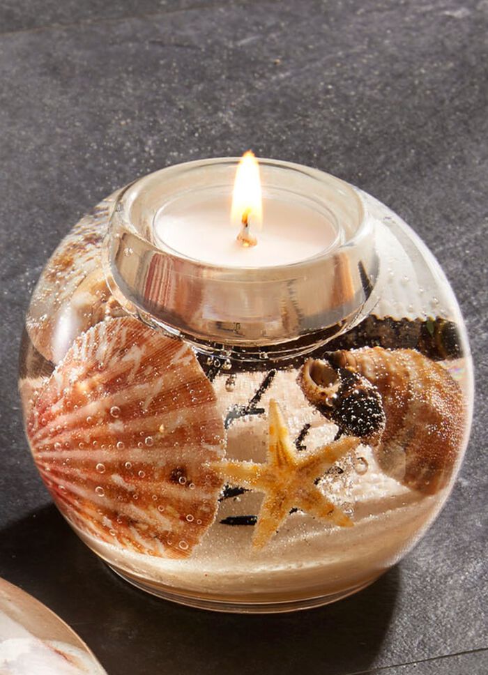 Theelichthouder van mondgeblazen glas 