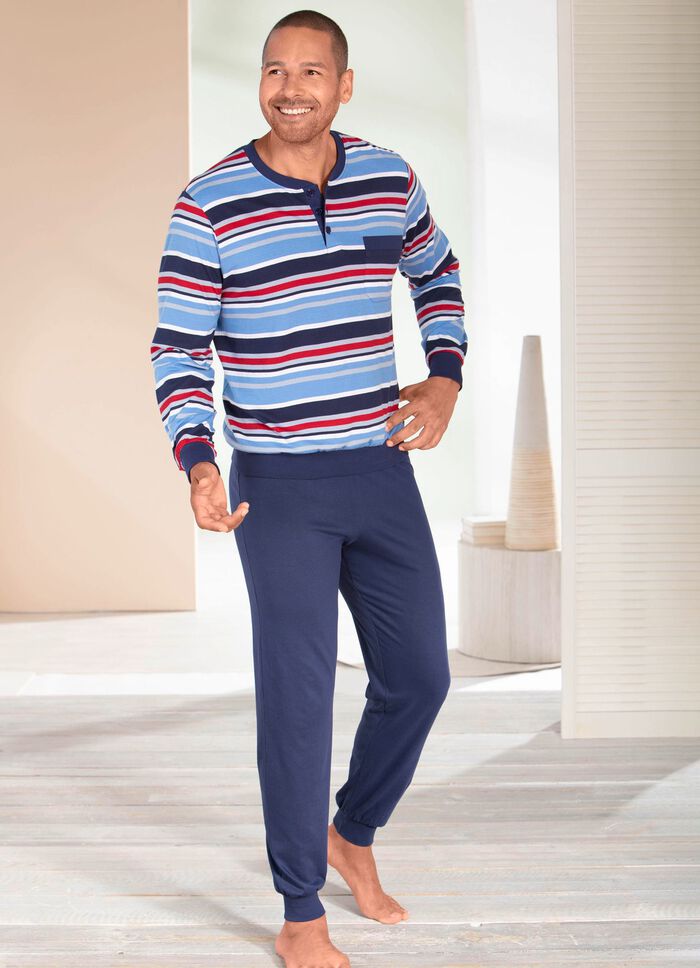 Set van twee pyjama's met knoopsluiting en manchetten 