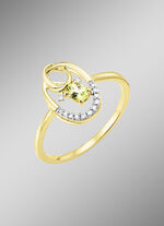 Damesring met diamanten en peridoot 