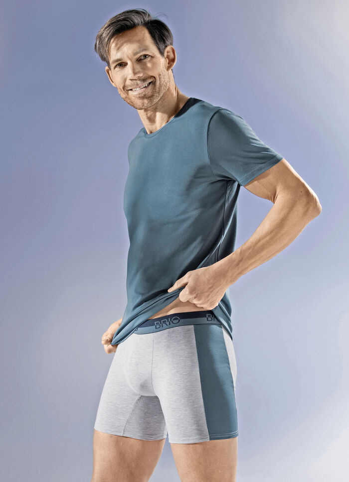 Drie-pack shirts met elastaan 2X RAUCHBLAU, 1X GRAU MELIERT