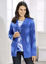 Vest met geribde accenten MIDDENBLAUW