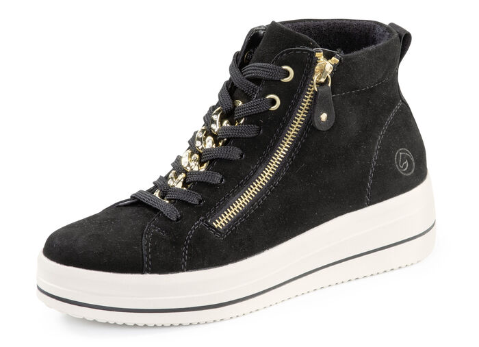 Remonte laarsje met sprankelende decoratieve ketting aan de vetersluiting ZWART