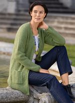 Lange cardigan met parelkwastje 