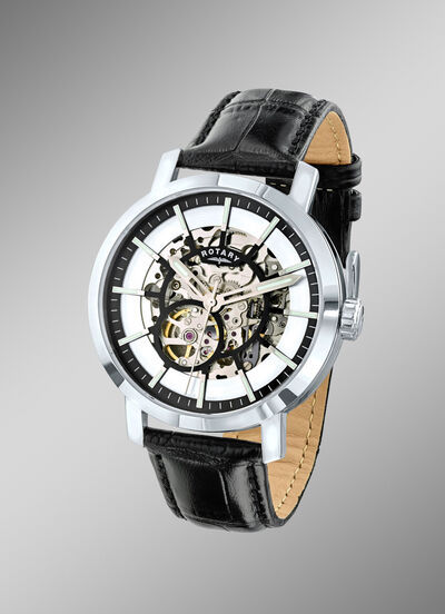 Klassiek automatisch herenhorloge met zichtbaar uurwerk 