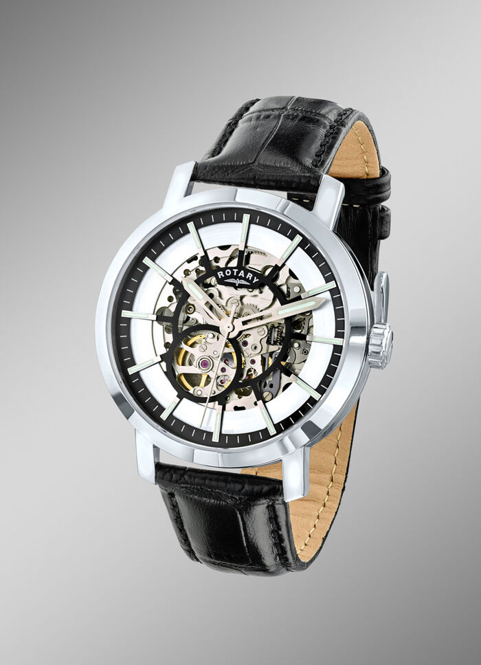Klassiek automatisch herenhorloge met zichtbaar uurwerk 
