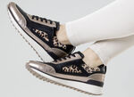 Caprice, trendy damessneakers, breedte G, met uitneembaar leren voetbed SCHWARZ-BRONZE