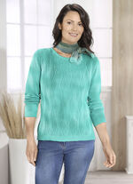 Trui met rekbaar kabelpatroon JADE GROEN