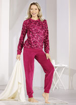Badstof stretch pyjama met ronde hals en manchetten RUBINROT-GRAU-SCHWARZ