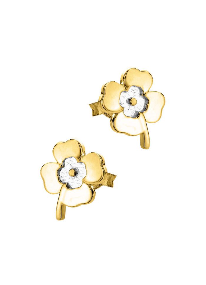 Tweekleurige klavertje-oorbellen 