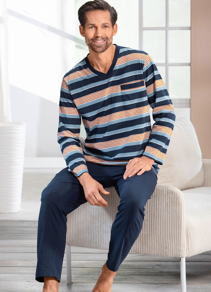 Twee-pack pyjama's met V-hals en open zomen 