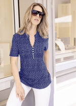 Shirt tuniek met bies MARINE-ECRU