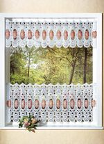 Charmant kort gordijn met roededoorvoer WIT-ROZE