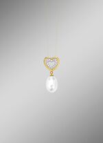 Hartvormige hanger met zoetwaterparel en synthetische zirkonia 